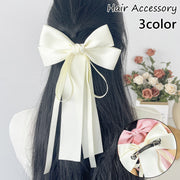 バレッタ レディース ヘアアクセサリー 髪留め 髪飾り ヘアクリップ リボン ロング 大きめ ヘアアレンジ おしゃれ かわいい エレガント パーティー 発表会 イベント