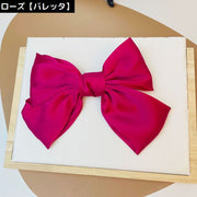 バレッタ くちばしクリップ レディース ヘアクリップ ヘアアクセサリー 髪飾り 髪留め サテン 大きめリボン まとめ髪 ヘアアレンジ