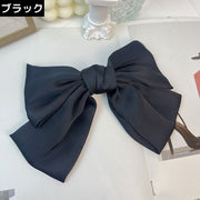 バレッタ レディース ヘアクリップ ヘアアクセサリー 髪飾り 髪留め サテン 大きめリボン まとめ髪 ヘアアレンジ かわいい