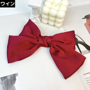 バレッタ レディース ヘアクリップ ヘアアクセサリー 髪飾り 髪留め サテン 大きめリボン まとめ髪 ヘアアレンジ かわいい