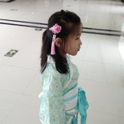 ヘアクリップ 髪留め 2個セット キッズ 子供 子ども 女の子 ヘアアクセサリー 和装小物 フラワー 花 フリンジ  振袖 着物 浴衣 初詣 入学式 卒業式 タッセル 和風 中華風 アジアン ピンク ブルー グリーン レッド 可愛い 華やか キュート ガーリー カジュアル