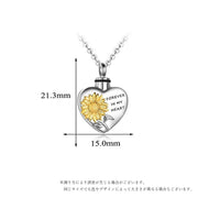 メモリアルペンダント メモリアルネックレス 遺骨ペンダント レディース 女性 ネックレス アクセサリー ファッション雑貨 小さめ 少量 チェーン 英語 英字 ハート型 ヒマワリ サンフラワー シルバーカラー シンプル 可愛い キュート おしゃれ