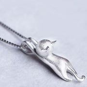 ネックレス ペンダント レディース アクセサリー ベネチアンチェーン ボックスチェーン ネコ 猫 キャット かわいい シルバーカラー