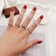 リング 指輪 7本セット レディース ファッションリング アクセサリー 細め 華奢 重ね付け シンプル
