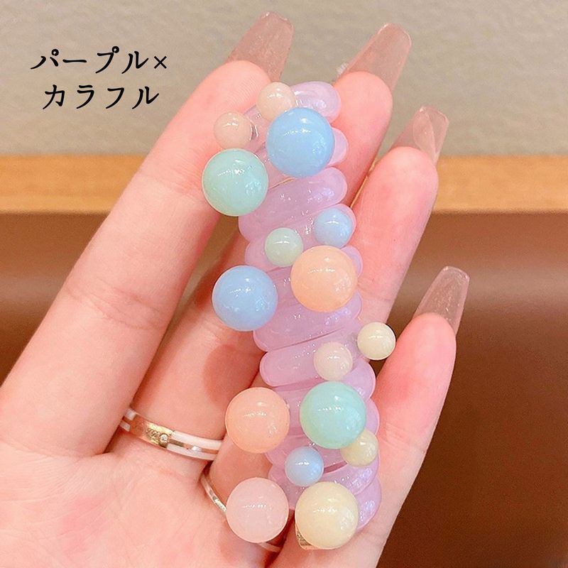スパイラルヘアゴム 髪ゴム 髪くくり ヘアアクセサリー ブレスレット キッズ 商品画像5