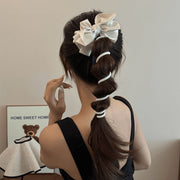 コイルポニー ヘアポニー レディース 女性用 ヘアアクセサリー リボン スパイラル ヘアゴム コイルゴム まとめ髪 髪留め 髪飾り ヘアアレンジ おしゃれ かわいい 巻くだけ くるくる 大人可愛い 簡単 便利