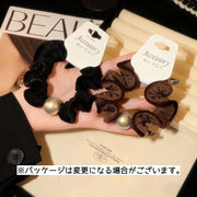 シュシュ 2個セット ヘアゴム レディース 女性 ヘアアクセサリー 髪飾り まとめ髪 ヘアアレンジ フリル パール風 アクセント かわいい シンプル カジュアル おしゃれ