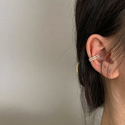 イヤーカフ 片耳用 ノンホール アクセサリー レディース 女性 2連風 ラインストーン パール調 おしゃれ かわいい プレゼント ギフト ファッション小物