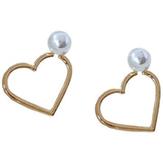 スタッドピアス アクセサリー 2way フェイクパール ハート 両耳用 レディース 女性 婦人用 かわいい おしゃれ キュート キレイ目 上品 贈り物 ゴールドカラー シルバーカラー プレゼント 誕生日 ギフト