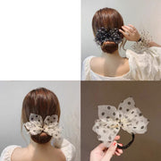 おだんごメーカー シニヨンワイヤー ヘアアクセサリー レディース 髪飾り お団子メーカー リボン シフォン 水玉 ドット ヘアアレンジ くるくる 巻き付ける シンプル 簡単 便利 アップスタイル お出かけ デート オフィス デイリー 女性用 婦人用 ファッション小物