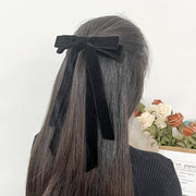 バレッタ ヘアクリップ リボン レディース 女性 ヘアアクセサリー 髪留め 髪飾り ロング 垂れる 大きめ ビッグ ベロア調 ヘアアレンジ まとめ髪 華やか 婦人用 ファッション小物