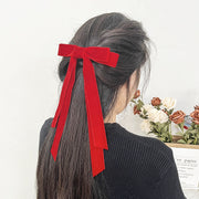バレッタ ヘアクリップ リボン レディース 女性 ヘアアクセサリー 髪留め 髪飾り ロング 垂れる 大きめ ビッグ ベロア調 ヘアアレンジ まとめ髪 華やか 婦人用 ファッション小物
