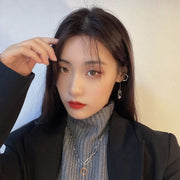 イヤーカフ イヤークリップ ロング レディース 女性 アクセサリー 揺れる チェーン 天然石風 シンプル お洒落 可愛い プレゼント ギフト ファッション小物