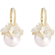 ピアス フープピアス 両耳用 レディース アクセサリー ラインストーン フェイクパール フラワー 清楚 かわいい 上品 高級感