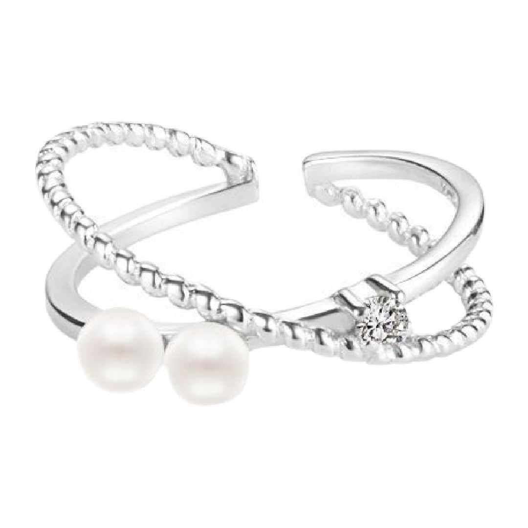 指輪 オープンリング レディース アクセサリー ファッションリング フェイクパール クロス ねじれ 上品 おしゃれ 女性用 婦人用 服飾小物 プレゼント 誕生日 記念日 贈り物 ギフト お出かけシーン