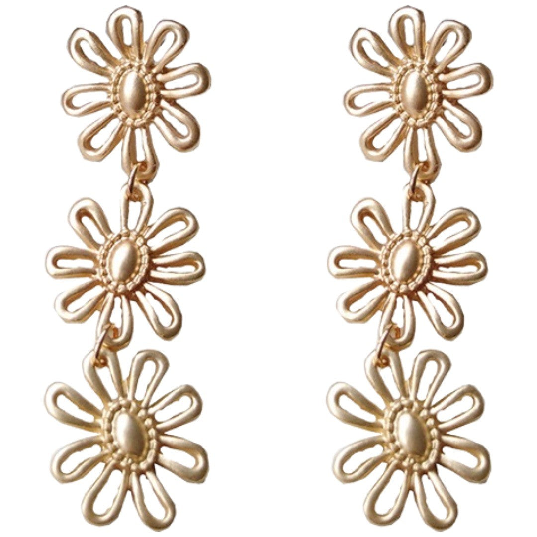 ピアス ロングピアス スタッドピアス レディース 女性 アクセサリー 耳飾り フラワー 花 揺れる チェーン ゆらゆら きらきら 上品 大ぶり 華やか おしゃれ きれいめ かわいい シンプル お出かけ お呼ばれ パーティ 金色
