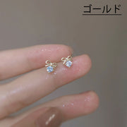 ピアス スタッドピアス レディース アクセサリー ミニサイズ 小さめ リボン ラインストーン かわいい シンプル おしゃれ