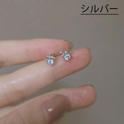 ピアス スタッドピアス レディース アクセサリー ミニサイズ 小さめ リボン ラインストーン かわいい シンプル おしゃれ