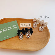 ピアス スタッドピアス レディース アクセサリー リボン シルバーカラー フェイクパール ラインストーン かわいい おしゃれ