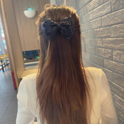 ヘアクリップ バレッタ ヘアゴム ヘアアクセサリー レディース 女性 リボン 大きめ 存在感 ラメ キラキラ 髪留め まとめ髪 ヘアアレンジ お洒落 可愛い ファッション小物
