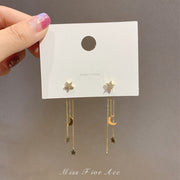 ピアス スタッドピアス バックキャッチピアス ロングピアス レディース 女性 アクセサリー チェーン 揺れる 星 月 スター ムーン ゴールドカラー おしゃれ 大人可愛い 普段使い お出かけ ギフト プレゼント 婦人用
