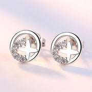 スタッドピアス レディース 女性 アクセサリー ファッション雑貨 ラウンド 十字 星 スター 満月 ラインストーン シルバーカラー シンプル かわいい キュート エレガント 小さめ 控えめサイズ プレゼント ギフト
