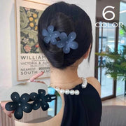 ヘアクリップ レディース 女性 ヘアアクセサリー 髪飾り まとめ髪 ヘアアレンジ ラインストーン フラワー 花 大きめ 華やか おしゃれ きれいめ 上品 シンプル シック お出かけ お呼ばれ 通勤 プレゼント 紫 青 茶 黒 緑