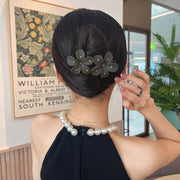 ヘアクリップ レディース 女性 ヘアアクセサリー 髪飾り まとめ髪 ヘアアレンジ ラインストーン フラワー 花 大きめ 華やか おしゃれ きれいめ 上品 シンプル シック お出かけ お呼ばれ 通勤 プレゼント 紫 青 茶 黒 緑