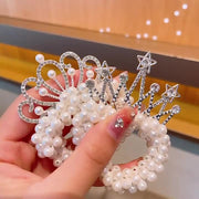 ヘアゴム シュシュ ティアラ付き キッズ ジュニア ヘアアクセサリー お姫様 王冠 子供用 子ども まとめ髪 ヘアアレンジ パーティー 撮影 発表会