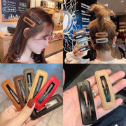 ヘアクリップ 髪留め 2個セット レディース 女性 ヘアアクセサリー ファッション雑貨 小物 長方形 パッチン留め 大きめ フェイクレザー 無地 ブラウン ブラック カーキ シンプル カジュアル かわいい キュート おしゃれ