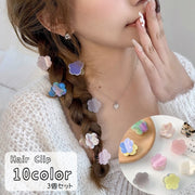 ヘアクリップ ミニバンスクリップ 3個セット レディース 女性 ヘアアクセサリー 花 フラワー 半透明 単色 ヒョウ柄 グラデーションカラー 髪留め 髪飾り まとめ髪 ヘアアレンジ 重ね付け シンプル 簡単 かわいい シンプル ガーリー キュート カジュアル お出かけ 通勤 オフィス カラバリ豊富 茶 白 ピンク 黄 紫 青 灰 緑
