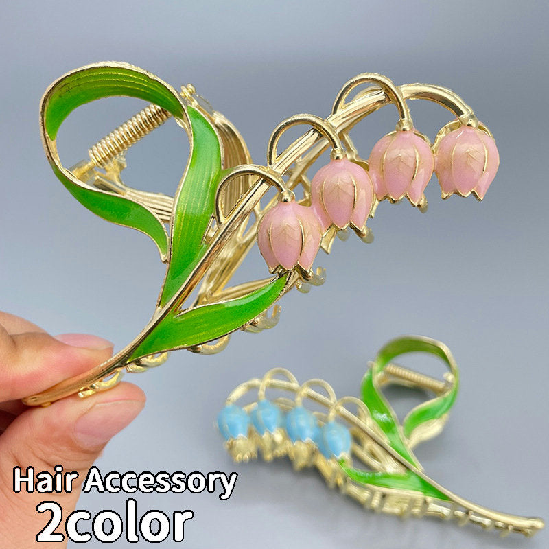 ヘアクリップ バンスクリップ 髪留め レディース 女性用 ヘアアクセサリー スズラン 鈴蘭 花 可憐 フラワー 金属 髪飾り ヘアアレンジ 上品 エレガント おしゃれ かわいい
