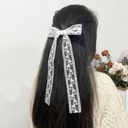 ヘアクリップ リボン レディース 女性 ヘアアクセサリー 髪留め 髪飾り レース ロング 垂れる 大きめ 存在感 ヘアアレンジ まとめ髪 シンプル 婦人用 ファッション小物