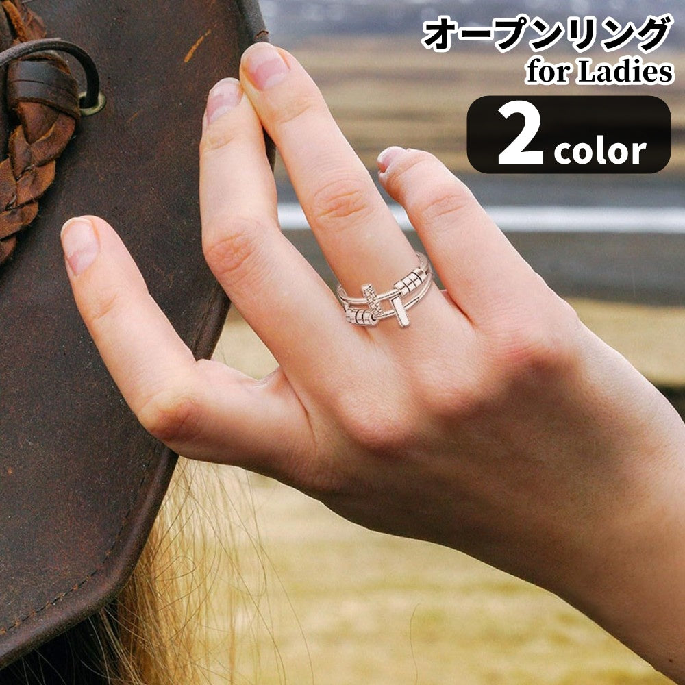 指輪 オープンリング レディース 女性 アクセサリー 回転 スピン アシンメトリー ラインストーン フリーサイズ シンプル フェミニン ガーリー 可愛い かわいい キュート おしゃれ カジュアル 普段使い プレゼント ギフト