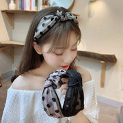 カチューシャ 幅広 レディース ヘアアクセサリー 髪飾り 髪留め ヘアアレンジ 結び目 レース メッシュ 透け感 水玉 ドット柄 女性用 可愛い おしゃれ 普段使い お出かけ
