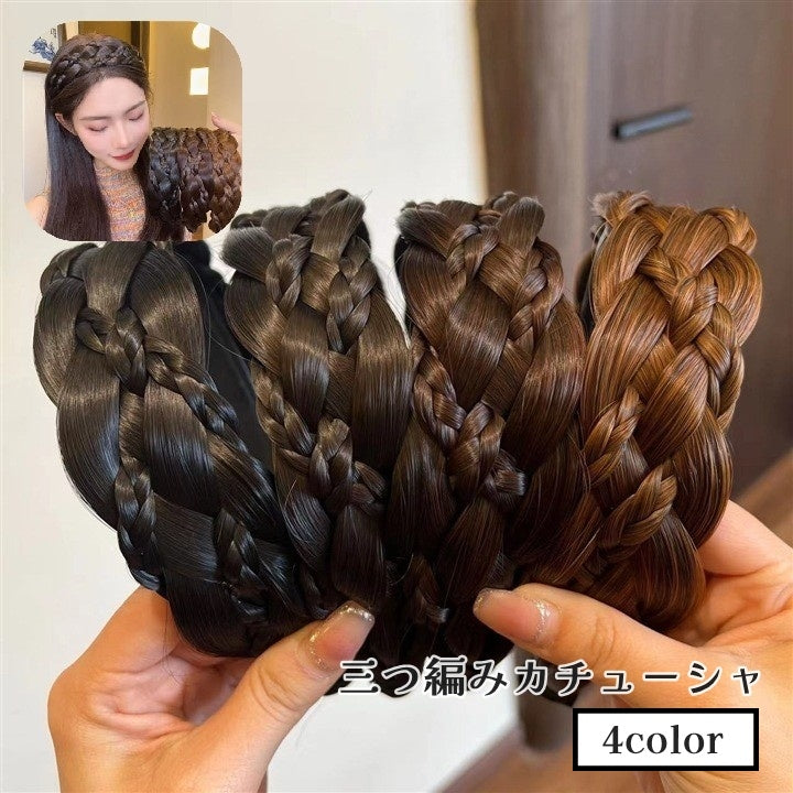 カチューシャ 三つ編み フェイクヘア レディース 女性 ヘアアクセサリー 商品画像