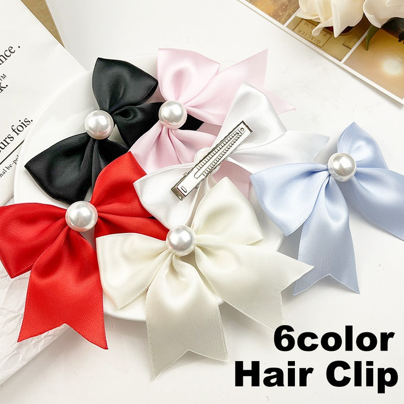 ヘアクリップ リボン レディース 女性 ヘアアクセサリー 髪留め 髪飾り パール調 ヘアアレンジ まとめ髪 婦人用 ファッション小物