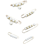 ブローチピン ウエスト調節ピン 6本セット ストールピン ビジュー付 カブトピン 安全ピン ブローチ レディース アクセサリー ショール マフラー留め おしゃれ 可愛い ファッション小物