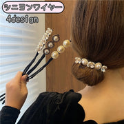 シニヨンワイヤー お団子メーカー ヘアアクセサリー レディース 花 フラワー フェイクパール お団子ヘア 髪留め 髪飾り まとめ髪 可愛い おしゃれ