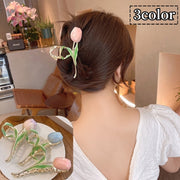 ヘアクリップ バンズクリップ レディース 女性 婦人 ヘアアクセサリー ヘアアレンジ まとめ髪 髪留め 髪飾り 簡単 チューリップ 花 アクセント かわいい