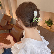 ヘアクリップ バンズクリップ レディース 女性 婦人 ヘアアクセサリー ヘアアレンジ まとめ髪 髪留め 髪飾り 簡単 チューリップ 花 アクセント かわいい