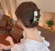 ヘアクリップ バンズクリップ レディース 女性 婦人 ヘアアクセサリー ヘアアレンジ まとめ髪 髪留め 髪飾り 簡単 チューリップ 花 アクセント かわいい