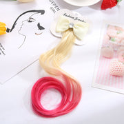 エクステ キッズ ヘアアクセサリー ヘアクリップ ポイントウィッグ リボン くちばしクリップ カール グラデーション ビジュー ヘアアレンジ 簡単 ウィッグ 付け毛 かわいい おしゃれ 女子 女の子 子供用 カラフル