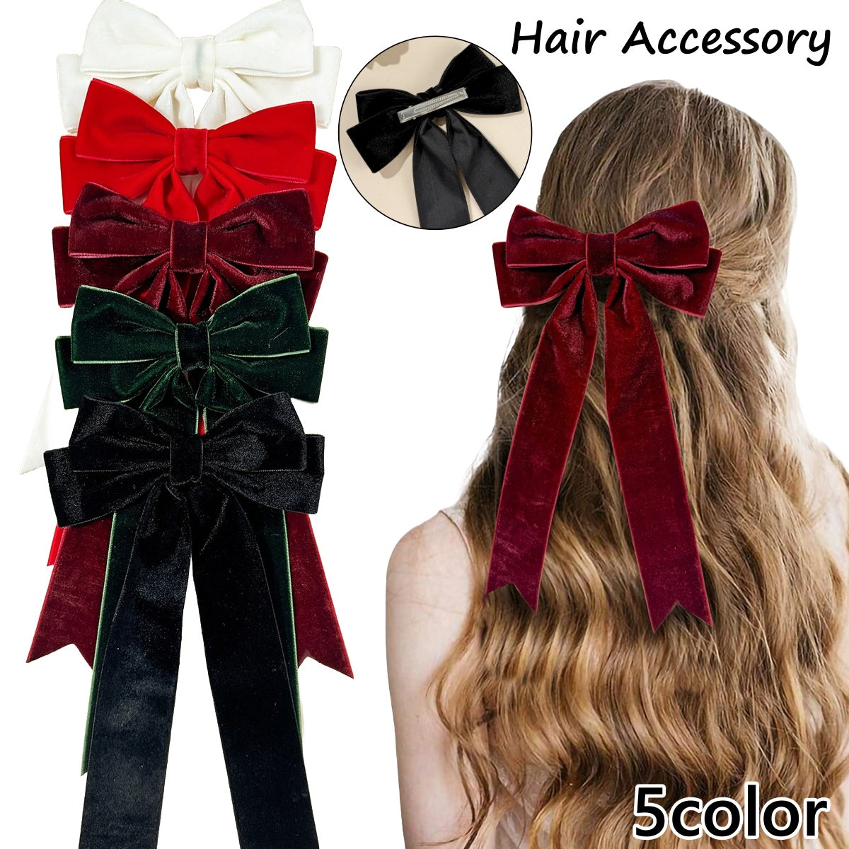 ヘアクリップ レディース ヘアアクセサリー 髪留め 髪飾り ヘアピン リボン 長め かわいい おしゃれ 上品 高級感 ヘアアレンジ パーティー