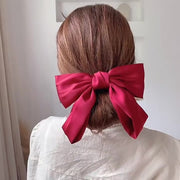 バレッタ ヘアクリップ 髪留め レディース 女性 婦人用 子供用 ヘアアクセサリー サテン調 リボン 蝶結び 光沢 上品 エレガント 大きめ 大ぶり 髪飾り ヘアアレンジ おしゃれ かわいい お出かけ 普段使い 女の子 ガールズ