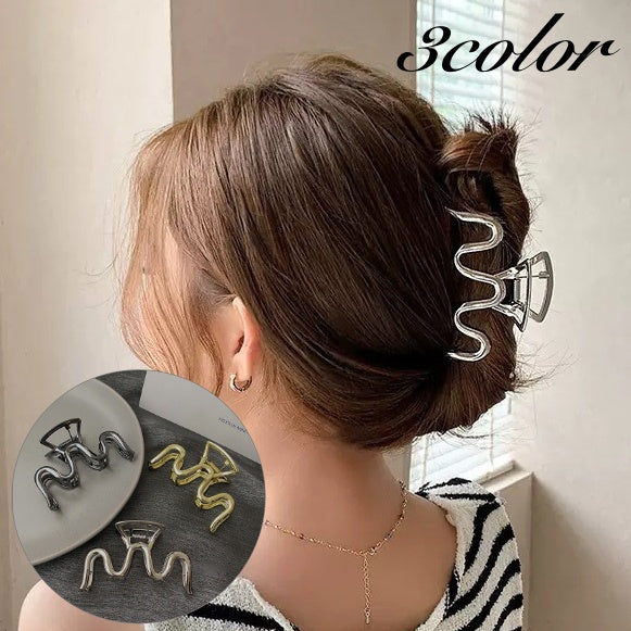 ヘアクリップ バンスクリップ レディース 女性 ヘアアクセサリー 髪留め 髪飾り クネクネ シンプル まとめ髪 ヘアアレンジ ゴールドカラー シルバーカラー おしゃれ かわいい ファッション小物