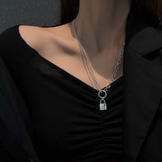 ネックレス レディース メンズ アクセサリー 鍵 南京錠 チェーン ファッション小物 シンプル かわいい おしゃれ カジュアル プレゼント ギフト