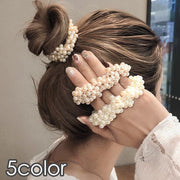ヘアゴム 髪ゴム レディース 女性用 ヘアアクセサリー パール調 フェイクパール 髪飾り 髪留め まとめ髪 華やか かわいい おしゃれ 上品 フェミニン 婦人用