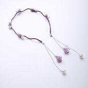 カチューシャ チェーン付き ヘアバンド ヘッドアクセサリー レディース ヘアアクセサリー 華奢 髪飾り お花 フラワー フェイクパール 揺れる 大人可愛い ヘアアレンジ おしゃれ かわいい カジュアル 婦人 女性 普段使い シルバーカラー ネイビー パープル 紫 ピンク グリーン 緑