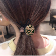 ヘアゴム 髪ゴム レディース 女性用 ヘアアクセサリー 髪飾り 髪留め おしゃれ 可愛い 豹柄 ブロック ラインストーン キラキラ 円形 まとめ髪 ヘアアレンジ おでかけ 普段使い デイリー カジュアル